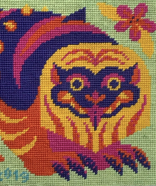 I finally took this big needlepoint piece out for a photoshoot! This is from my show Menagerie. 
