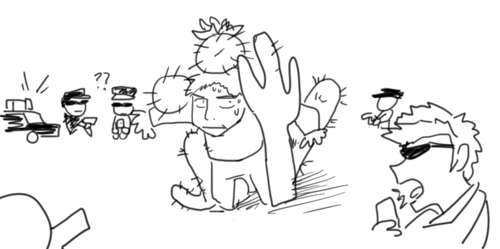 chaos7:  panhikattack:  chaos7:  new aesthetic: man covered in cacti, surrounded by confused police   I don’t understand this aesthetic.  neither do the police 