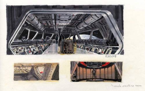 gameraboy:Concept art and sketches for “Vader’s Bridge” and “Star Destroyer Bridge” by Ralph McQuarr