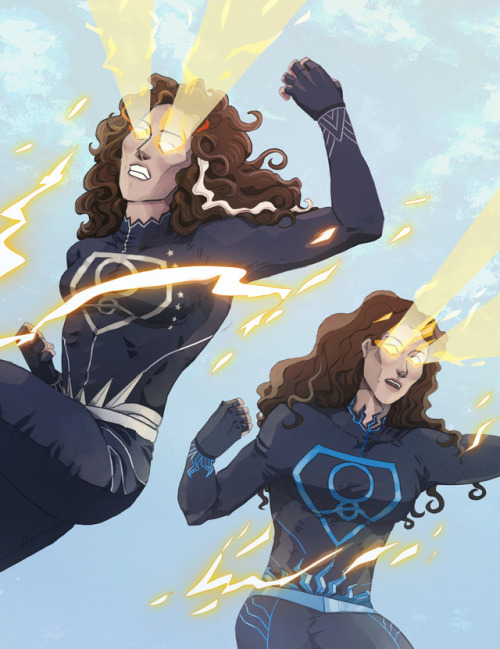 (1/?):  @foxx-queen​ had the neat idea of Astra and Alura becoming a superhero duo alongside Kara an