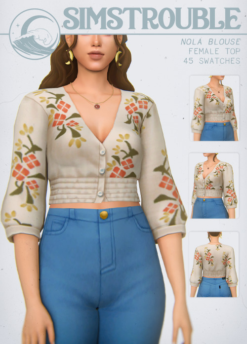 simstrouble:NOLA BLOUSE by simstroubleEverybody wanted this, admit it Base Game Compatible45 swatche