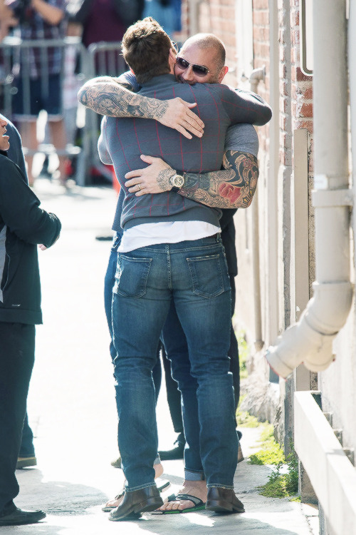chrisprattonline:    Chris Pratt and Dave Bautista are seen at ‘Jimmy Kimmel Live’.