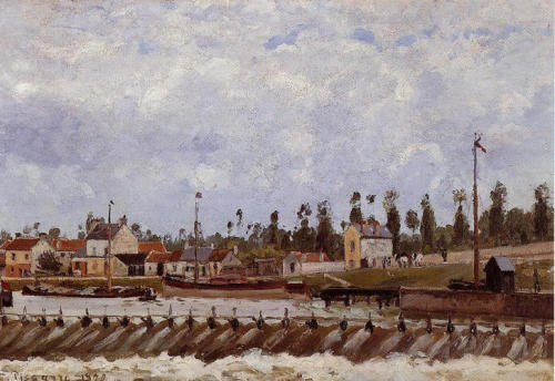 Pontoise Dam, 1872, Camille PissarroMedium: oil,canvas