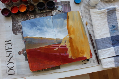 missydunaway:  This painting started off as a sandstorm in Morocco, but changed course and now it’s on its way to Stockholm.  