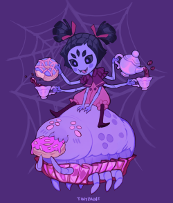 tinypaint:  A shirt design of my boss, Muffet, from Undertale. I made it in partner with Fangamer and it was a lot of fun!! You can buy the shirt here! Credit to the cute muffin spider design goes to Magnolia~ 