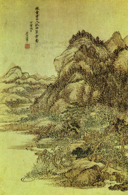Hut in the Autumn Rain, Wang Hui, 1674