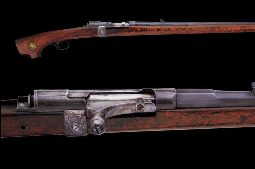 A Japanese Murata Rifle crafted to resemble a medieval Tanegashima Matchlock.