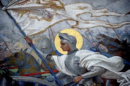 hierarchical-aestheticism:Basilica of St. Joan of Arc Domremy. paintings by Lionel Royer 