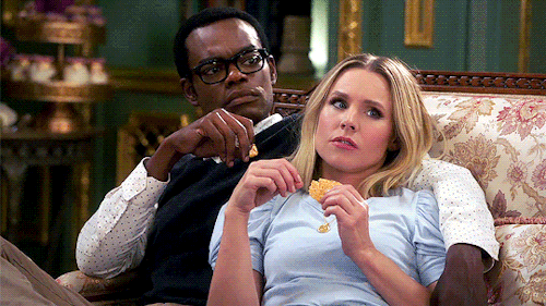 rosalitadiazz:Chidi &amp; Eleanor + sitting together on couches