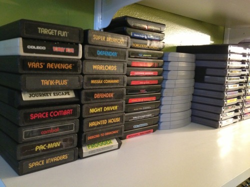 So, I finally got these shelves installed and brought down a selection of my game collection. Pretty