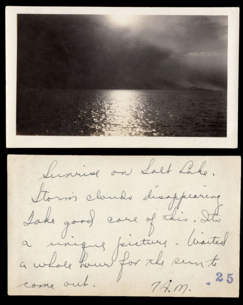 Sunrise on Salt Lake with Note, photographer and date not given