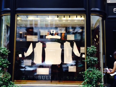 thingsorganizedneatly:
“SUBMISSION: Gentleman’s shirt dissected in window of British bespoke clothier, Turnbull & Asser - NYC location at E. 57th Street and Park Avenue. Spotted while speeding by in a cab - K. Emmons.
”