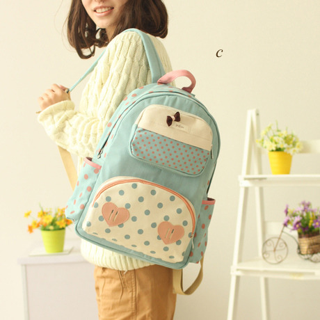 cherry-blossorn:  Get these really cute dot bow love backpack at CuteKawaii. Use