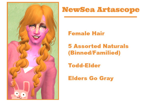 Here’s the last female hair present, a lovely braid-adjacent hair by NewSea. It comes in Remi’s natu