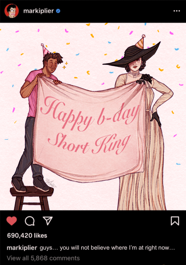 ditzy-town:this man is at the lady D. castle celebrating his bday and we didn’t even get an invitation like ??? 🤨 @markiplier sir explain ??I don’t wanna say how many hours ive spent on this bc it’s embarrassing but mark! bestie! srsly, I hope