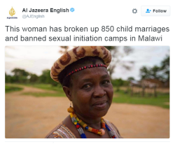 nyshadidntbreakit: destinyrush: A hero without a cape  Her name is Theresa Kachindamoto, and she is a senior chief - political leader of a region with a population of about 900,000 people. She didn’t run for election; she was appointed, without her