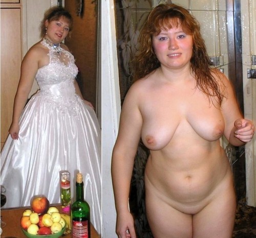 Nude bride dressed undressed