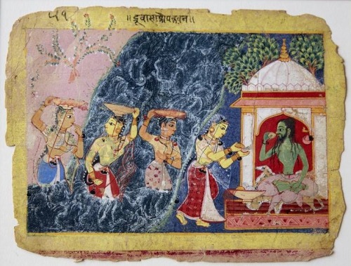 The Sage Durvasa Helps the Gopis Quiet the Yamuna River