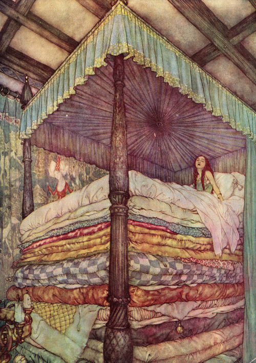 enchantingimagery:  Not a wink the whole night long. An Edmund Dulac illustration for The Real Princ