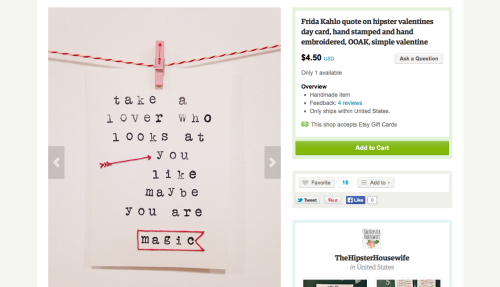 Another Etsy product misattribution.{Note: this was not written by Frida Kahlo. martyoutloud.