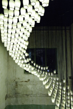 Likeafieldmouse:  Aidia Studio - Milkywave (2012) - 1,664 Reused Yogurt Bottles 