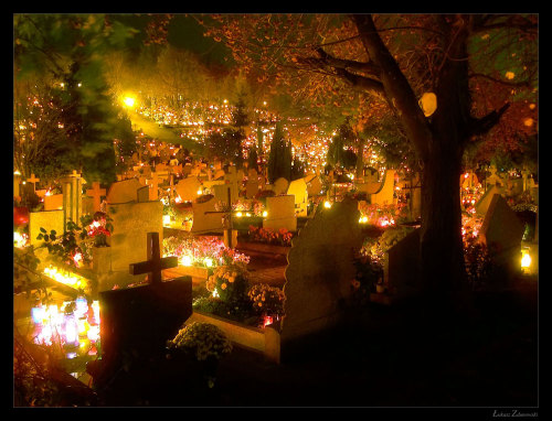 gothnrollx:  night cemetery by ~Lukasszz81