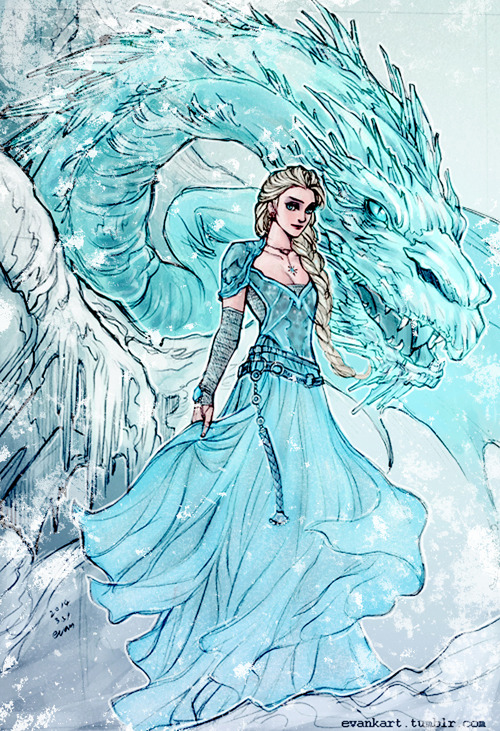 evankart:  Elsa and ice dragon  It’s a fabulous gift from pabu! After colored by