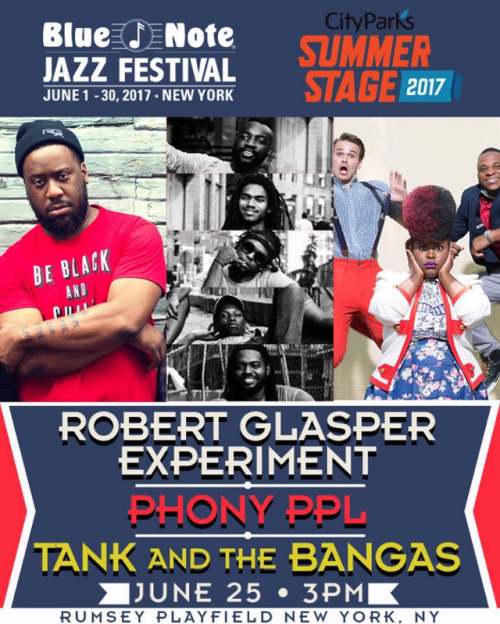 [#FREECONCERT] Robert Glasper Experiment, Phony Ppl, Tank and The Bangas
Presented by the Blue Note Jazz Festival
Part of the @SummerStage Concert Series
Sunday, June 25 | Gates open at 2pm | Show: 3-7pm
Rumsey Playfield | Central park Summerstage |...