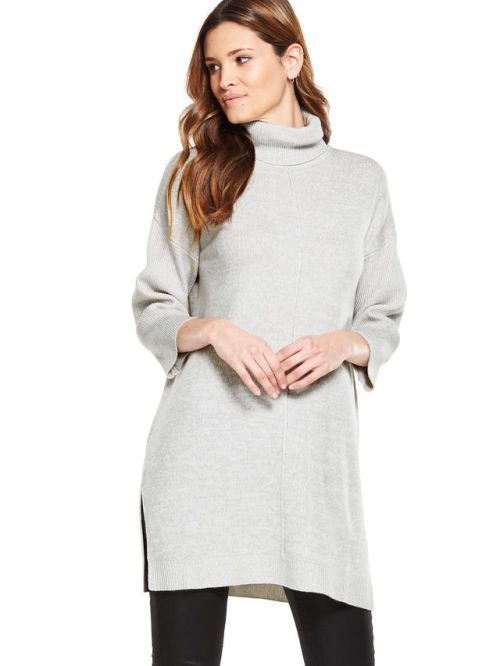 Fashion. Mode. 時尚.ファッション. wp.me/p6RLYi-dJOV by Very Roll Neck Oversized Cape Knitted Tunic Dr
