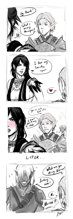 junie-junette:I don’t know but I can’t stop imagine Zevran being a perfect idiot to seduce my Warden