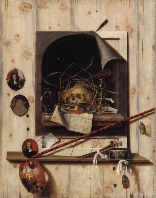 Cornelis Norbertus Gysbrechts - Trompe l'oeil with Studio Wall and Vanitas Still Life- 1668