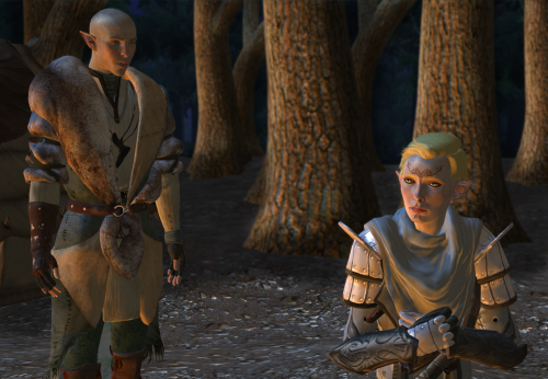 Just a little scene. Takes place on the road sometime after Solas broke up with Lavellan. Click for 