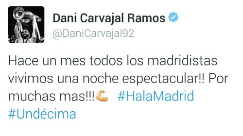 salehmadridista: Dani Carvajal on Twitter.  “ A month ago Madridistas lived a spectacular