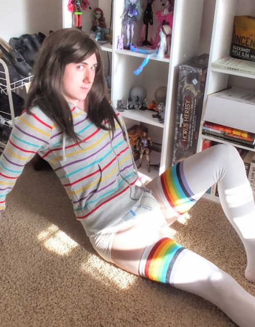 stripes stripes stripes. thigh hi socks/stockings are the best compliment to diapers IMHO