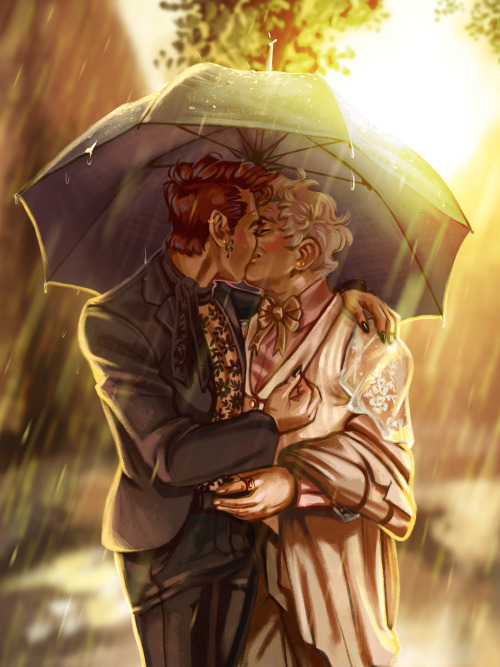 ☀️ Golden Rain   It’s Good Omens anniversary month! They’re about to go on a date and Az