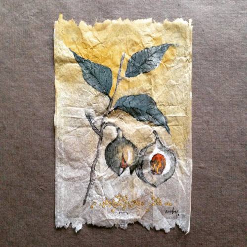 363 days of tea. Day 201. #nutmeg #botanical #recycled #teabag #art