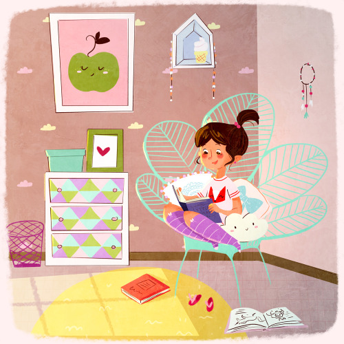 bibliolectors:  Un rincón para leer (ilustración de Monique Dong) 