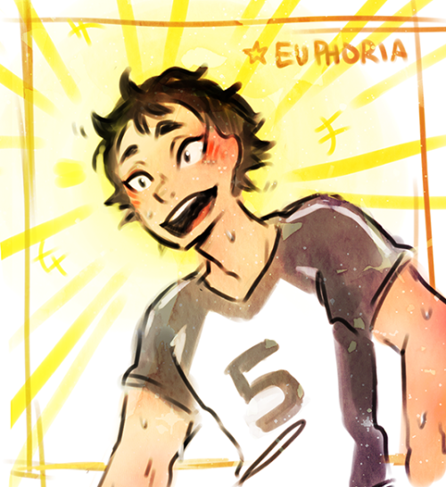 juuzous13donuts:  schaaf-art:  fukurodani week day 7 ♥ akaashi + euphoria happy akaashis warm my heart!  @helical-synodic 