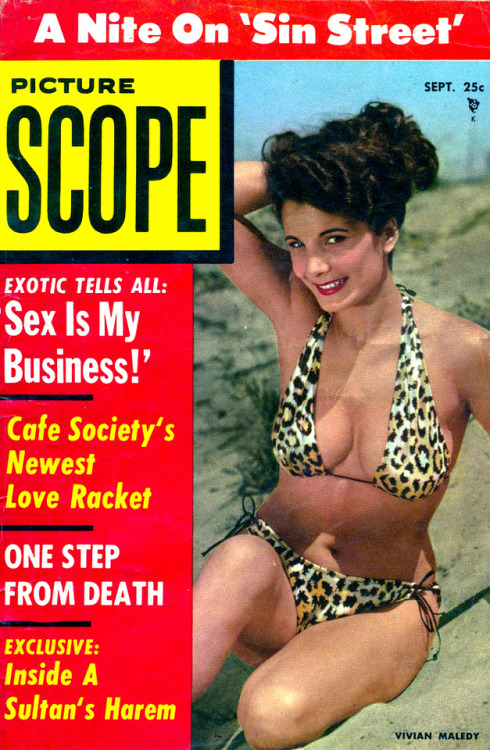vintagestagcovers:Picture Scope (September, 1956) • Vivian Maledy Vivian Maledy: 1950s USA Mode