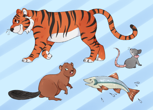 Some illustrations for my diploma project - a russian folktale book about how animals got their tail