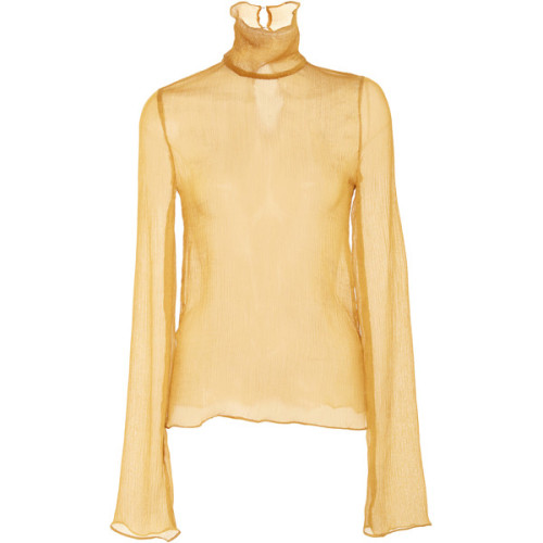 Beaufille Sheer Octans Turtleneck ❤ liked on Polyvore (see more yellow turtleneck sweaters)