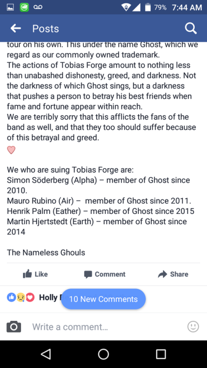 Simon’s statement about the situation of the band Ghost. In my heart, I can no longer support “Ghost