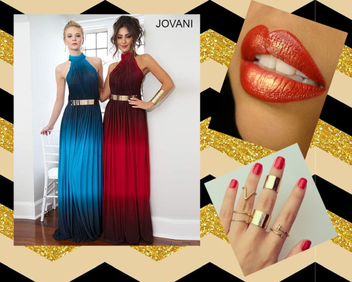 Look flawless and fabulous in Jovani 93543! Pair it with some warm colored make up and some fab gold