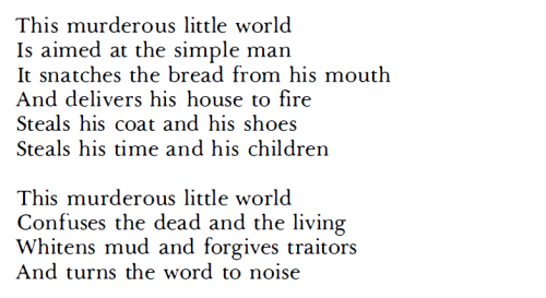 Paul Eluard, “The Last Night”, Selected Poems (trans. Gilbert Bowen)[Text ID: “This murderous little