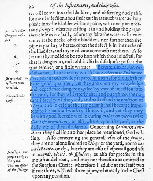 It was necessary to advise surgeons not to inject mercury directly into the urethra, but rather rub 