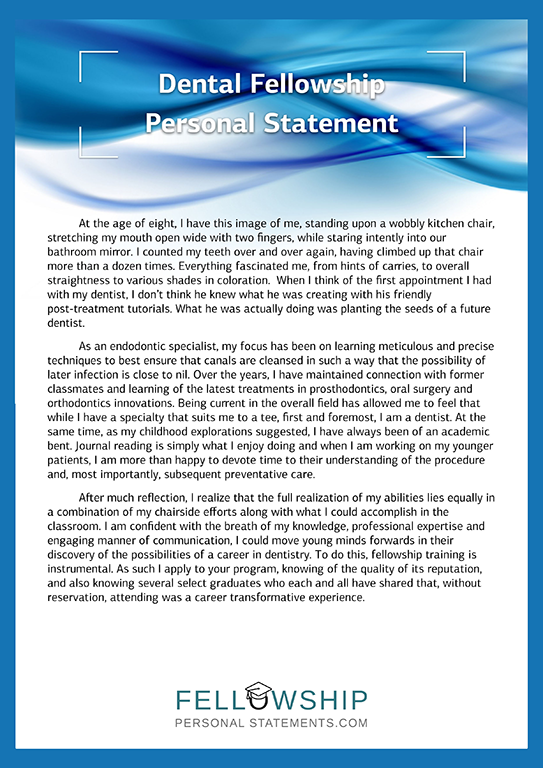 dental fellowship personal statement