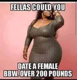 atlchocolate:  gtd912:  atlchocolate:  nuttinbutthikchikz:  wilpegbutts:  lilwalterworld:  king3182:  90fleetwood:  thickgirls2:  Could you ?!  Hell yea  Yep!  no I only fuck wit ssbbw 300 pounds up  Nice!  Yessir  Absolutely would  That’s my preference