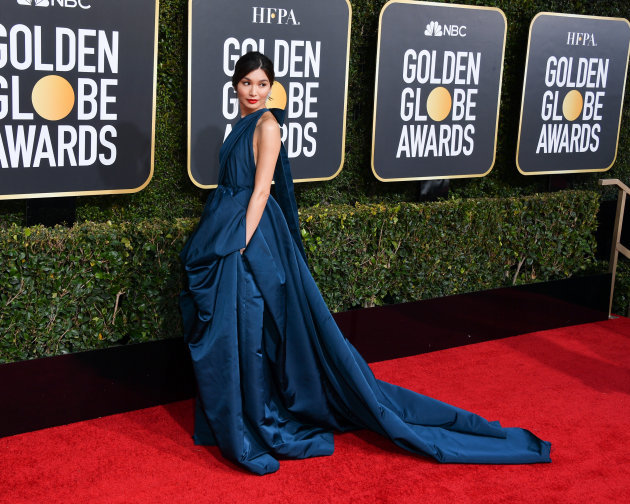 ubercharge: ubercharge: gemma chan in her golden globes dress? stunning. gorgeous.