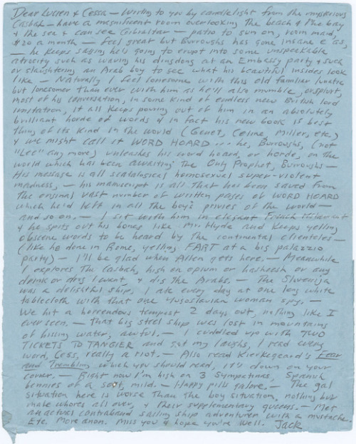 infirmitas: Transcript of a letter from Jack Kerouac to Lucien Carr:  Dear Lucien &amp; Ces