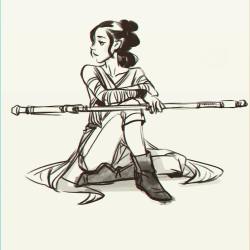 yingjue:  Quick work break sketch #Rey #theforceawakens